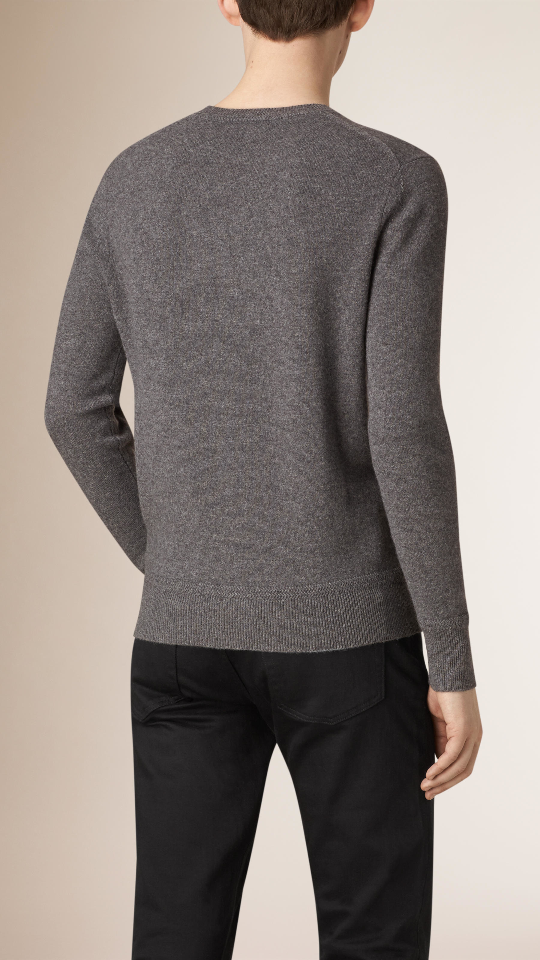 Burberry Crew Neck Cashmere Sweater Mid Grey Melange In Gray For Men Lyst 5342